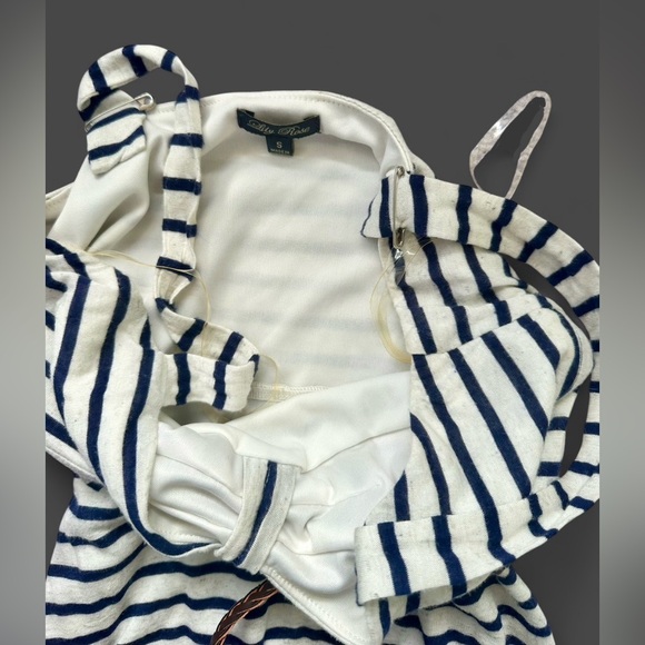 Lily Rose Navy Striped Sleeveless Dress with Belt - Picture 6 of 7